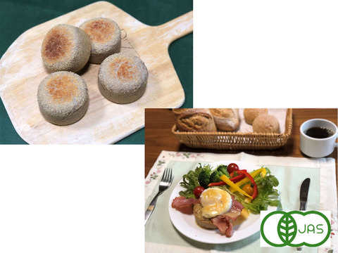 全部有機！Singleパン⑧：麦の栽培から一貫生産　自然栽培有機小麦のみ使用した有機イングリッシュマッフィンセット【Let'sおうちCafe：エッグベネディクトの作り方付】
