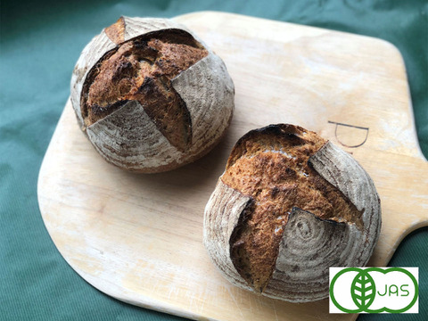 全部有機！Singleパン⑤：麦の栽培から一貫生産　自然栽培有機小麦のみ使用した有機フランス田舎パン【定期会員様へおすすめ】