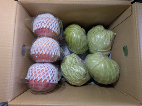 キャベツ、お米、リンゴ