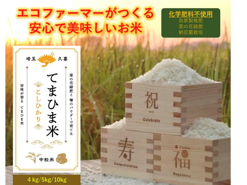 令和4年産　旨味が香る『てまひま米』こしひかり・中粒米10kg(5kg×2）
