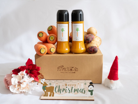 クリスマスギフト！無添加人参ドレッシング2本・人参・ジャガイモ・クリスマスカード