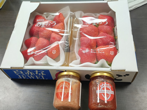 【冬ギフト】完熟あまおう2パック＆いちごジャム・バターのセット【初回限定BOX】(日時指定可能)