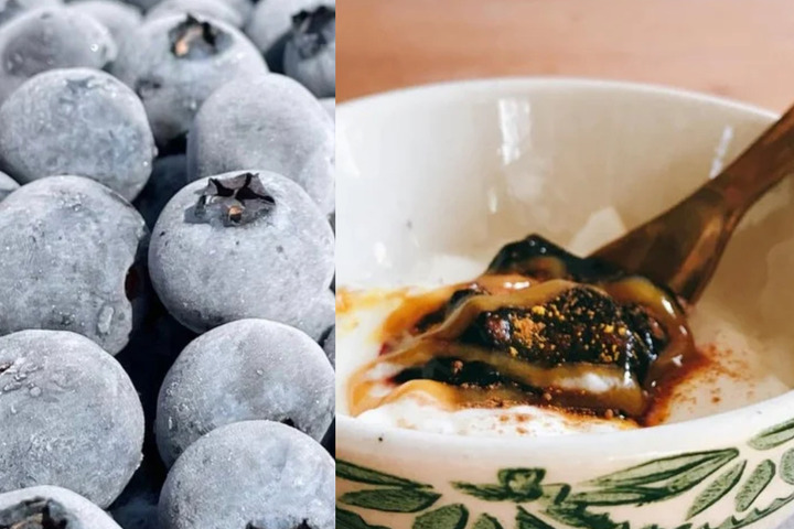 ブルーベリージャムの和風デザート