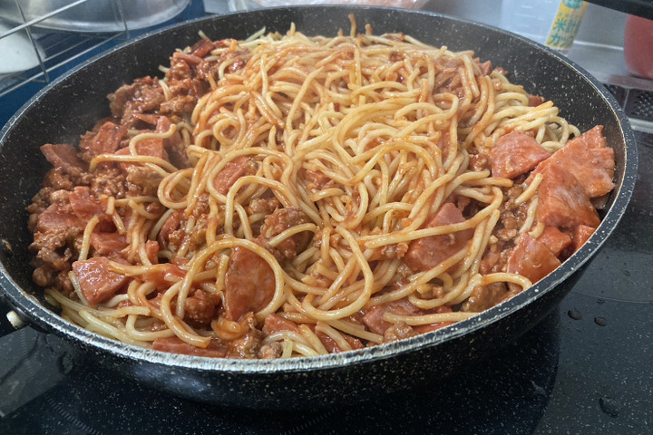 簡単！どろぶたの挽肉ナポリタン