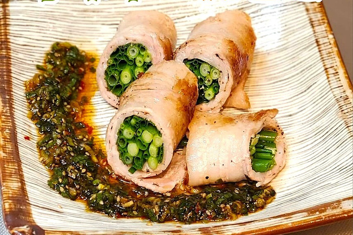 小ねぎの肉巻き　やみつきネギだれ添え