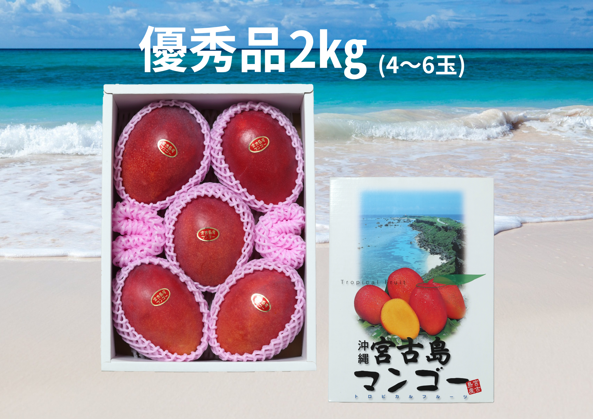 優秀品】人気！宮古島産完熟マンゴー2㎏(4～6玉) 贈答品、夏ギフトに
