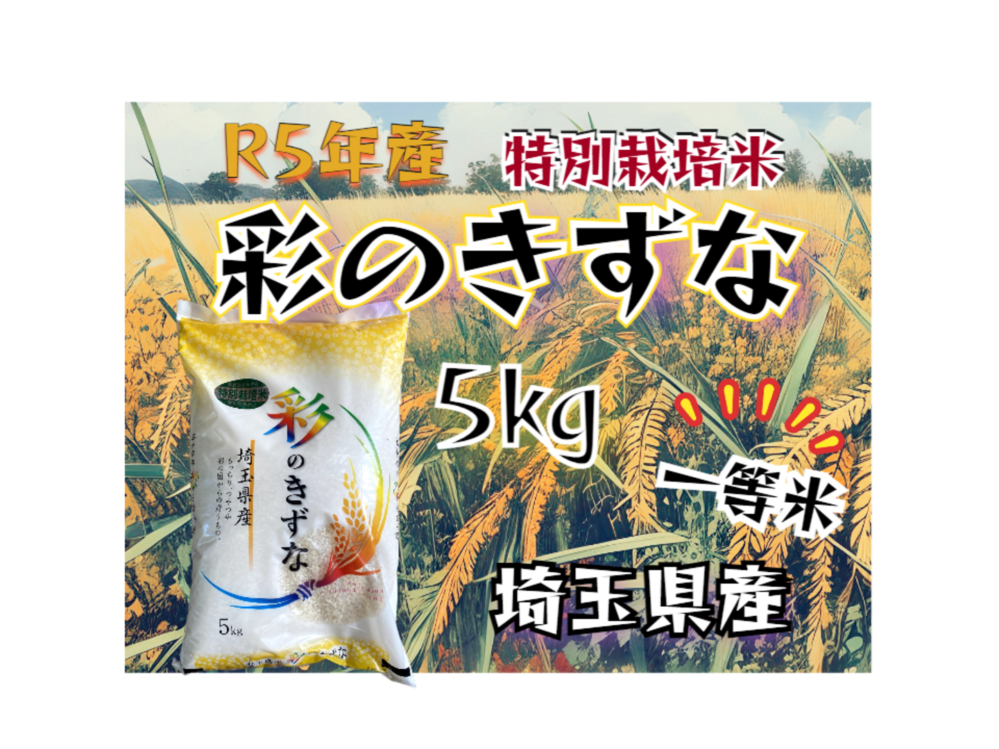 一等米〉R5年産☆埼玉県産☆特別栽培米彩のきずな 5㎏：埼玉県産の彩の