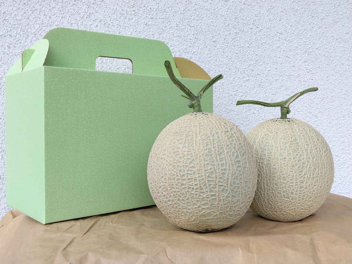 ここ　静岡アールスメロン5玉 見た目はイマイチ！ご家庭用アールスメロン（1.4㎏以上2玉