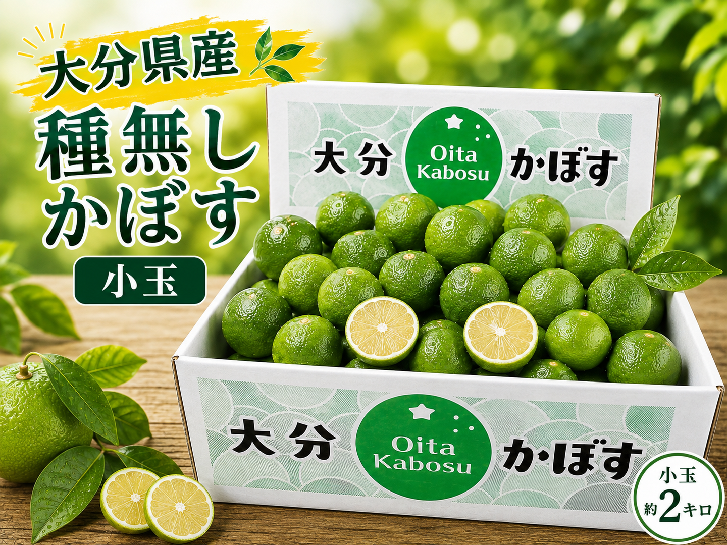 期間限定‼️】大分県産 小玉種無しかぼす 箱込み2キロ：大分県産の