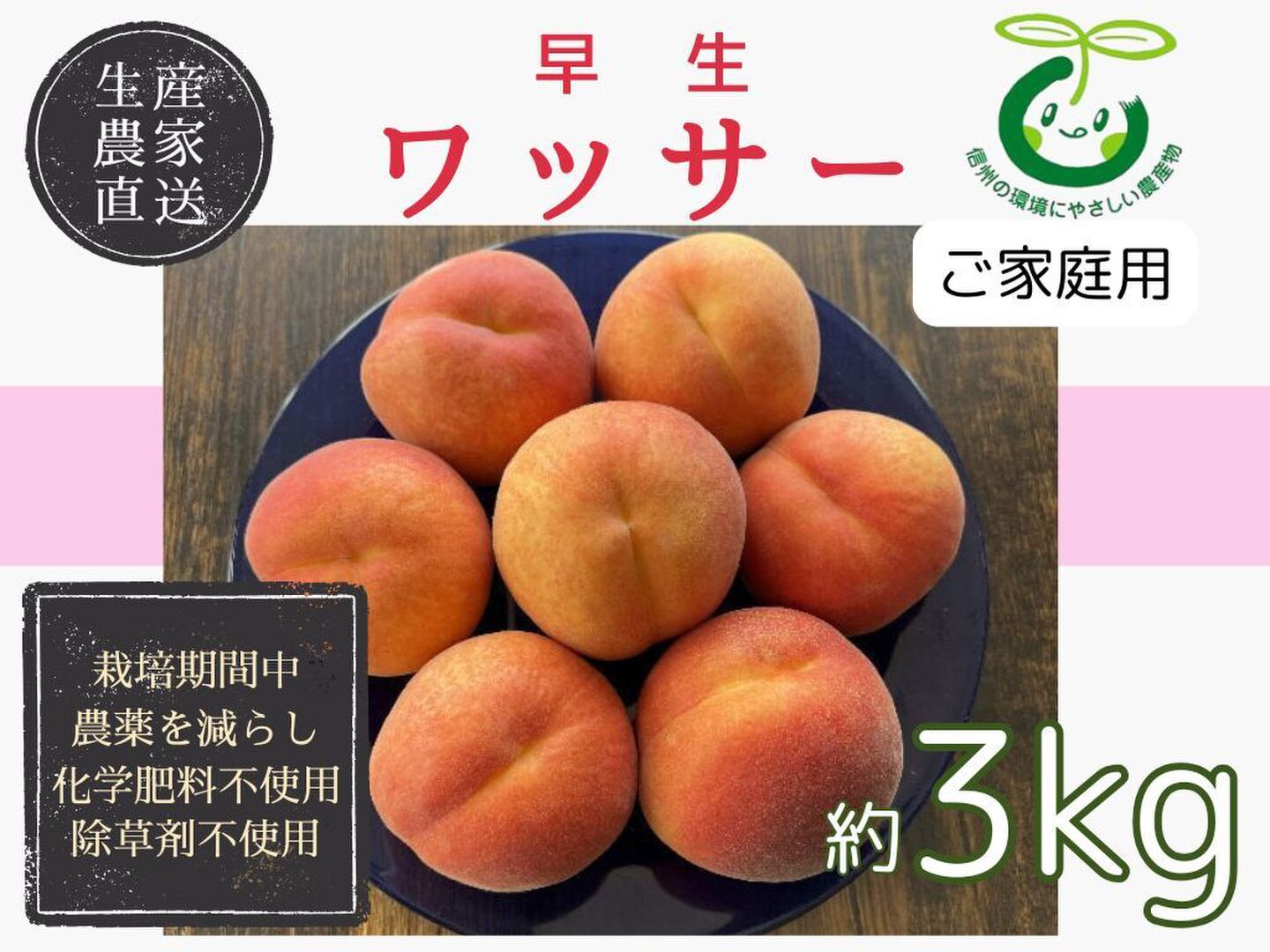 生産農家直送 早生ワッサー 訳ありご家庭用 3kg 長野県産 お盆 お供え