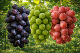 希少品種詰合せ『シャインマスカット、マスカット・ノワール、スカーレット』葡萄戦隊マスカット3シスターズ（500～600g×3房）