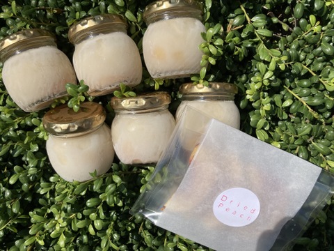 お風呂上がりのデザートに！「ももミルクぷりん」と「厚切り桃ドライ」の桃尽くしセット<解凍レベルも楽しめます>