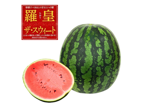 予約】尾花沢スイカ大玉 金色羅皇＋羅皇ザ・スウィート L サイズ各1玉