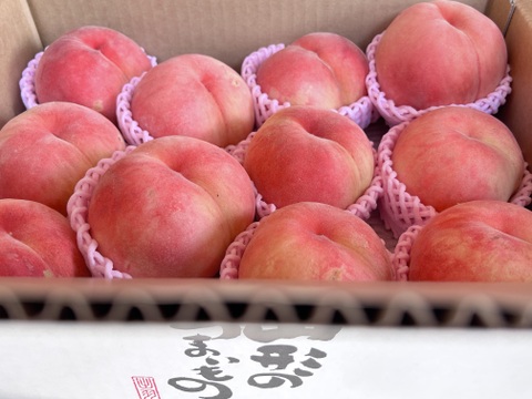 3️⃣ 山梨県産 おどろき桃 大玉１２個入り 箱込み6.3キロ 硬め好きな方に‼️シャキッと美味しい山形県産白桃おどろき【大玉入り