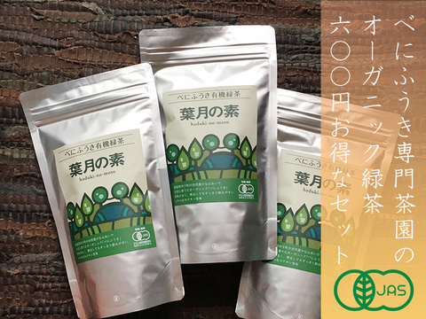 【600円お得】べにふうき専門茶園の有機緑茶　お得な3個セット