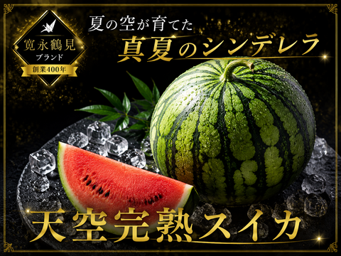 【女性に大人気の蜜シャリ食感】ご褒美時間を彩る至高の果実🍉 『天空完熟スイカ』極限天空栽培で生まれた唯一無二の寛永鶴見ブランドスイカ🍉【朝どれ】【限定50玉】【7月中旬予約】