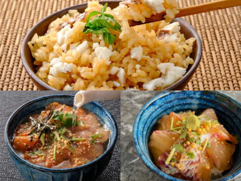 【夏ギフト】お試し🌀人気3商品✨【ごはんセット】鯛めし🍚ごま茶✨醤油茶がセットに😋