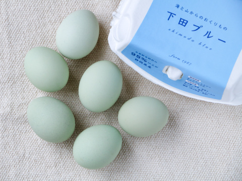 【母の日ギフト！メッセージカード付】オメガ３が普通の卵の４倍！24時間放牧養鶏卵、12個(6個×2パック)アローカナの産む幸せの青い卵、下田ブルー！！