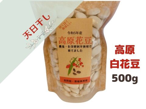 ほくほく美味しい！『高原白花豆』農薬・化学肥料・除草剤不使用  500g