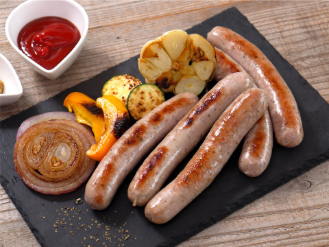 1本80ｇ！熱々を食べると肉汁が溢れる、ほんのりハーブが香る「元気豚 ウインナー　400ｇ（80ｇ×5本入）」