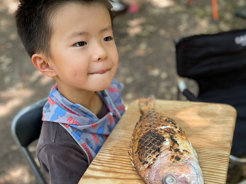 【キャンプに鯛三昧！】自然の中で味わう鯛料理！＜丸々１尾・水洗い＞