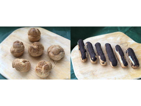 【超貴重な有機JAS認証Sweets】Sweets③+④:自然栽培小麦のみ使用したシュークリーム6個+エクレア6個