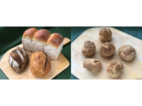 【超貴重な有機JAS認証パン】パンBOX+Sweets③:麦の栽培から一貫生産 自然栽培小麦のみ使用した基本のパンBOX+シュークリーム×6個