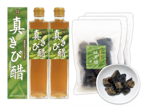 在来さとうきびの『純黒糖』3袋 &『きび酢』500ml 2本セット