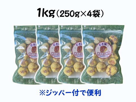 ほっこり濃厚！粗むき栗（冷凍） １ｋｇ（フリーザーパック250g×4袋）