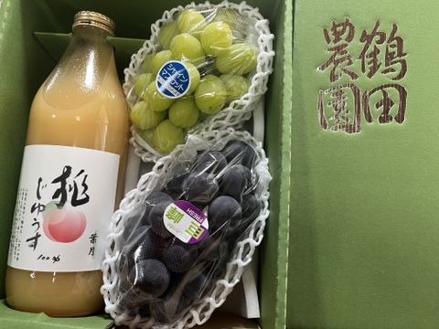 【福袋2025】飲む桃とぶどう２品種（シャイン＋黒系）