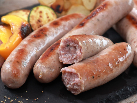 1本80ｇ！熱々を食べると肉汁が溢れる、ほんのりハーブが香る「元気豚 ウインナー　400ｇ（80ｇ×5本入）」