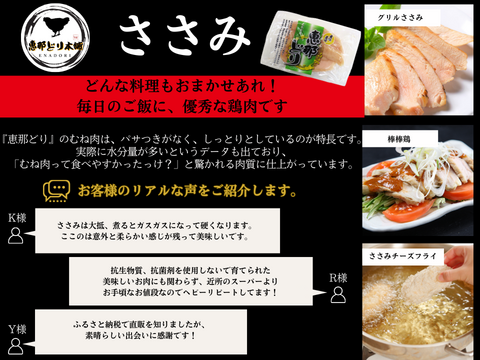 岐阜県産 【恵那どり】ささみ肉 1kg （冷蔵）