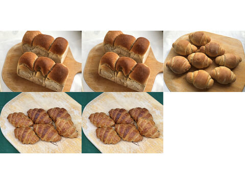 【超貴重な有機JAS認証パン】パンセット⑨×2+⑥+Single③×2：麦の栽培から一貫生産　自然栽培小麦のみ使用した有機JAS対応食パン2個×2+TableRoll8個＋クロワッサン6個×2