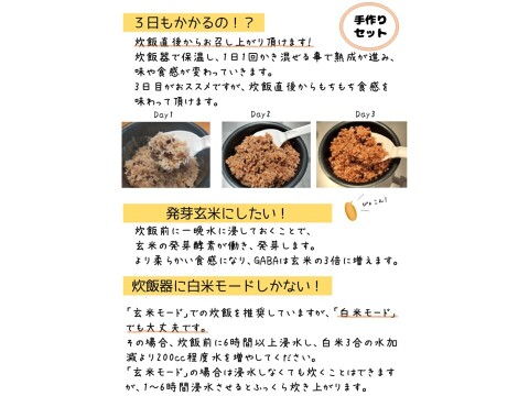 熟成玄米ご飯手作りセット×２袋・熟成３日発芽玄米パックご飯×３個