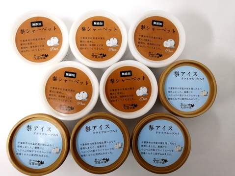 梨シャーベット5個・梨アイス4個　計9個【食べ比べ】