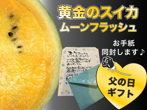 【父の日ギフト】黄金果肉のスイカ『ムーンフラッシュ』（1玉：約4人分） メッセージカード付き