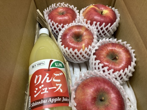 果汁たっぷりのリンゴとジュースセット！【家庭用】４㎏