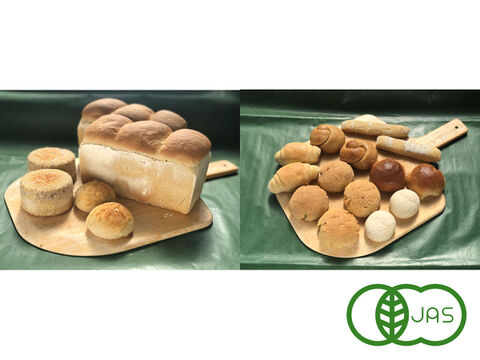 【超貴重な有機JAS認証パン】パンセット⑱：麦の栽培から一貫生産　自然栽培小麦のみ使用したソフト系パンセット（大）