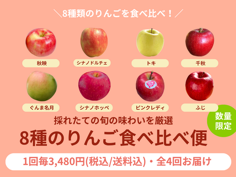 【売り切れ】 【限定300セット】8種のりんご食べ比べ便（食べチョク公式）