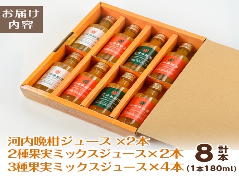 【夏ギフト】贅沢飲み切りタイプ全3種！　まるごと３種類果実ジュース8本セット