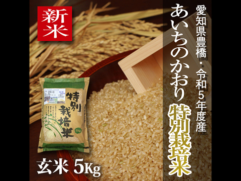 【新米】【栽培期間中農薬不使用】あいちのかおり 玄米5kg【令和5年・愛知県産】