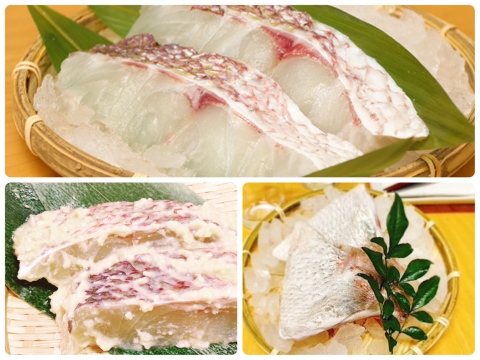 【新商品】天草産「真鯛の切り身&西京漬け&真鯛のカマ」セット