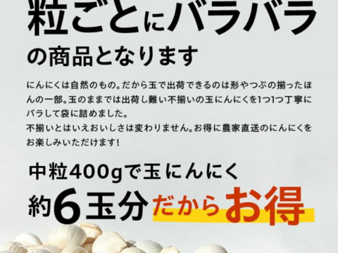 令和6年度産新物 白にんにく しろすけ 400ｇ バラ 福地ホワイト 自社生産 自社加工 青森県産 にんにく 厳選 良品 皮むけなし ほぐしにんにく 400ｇ ブランド しろすけ