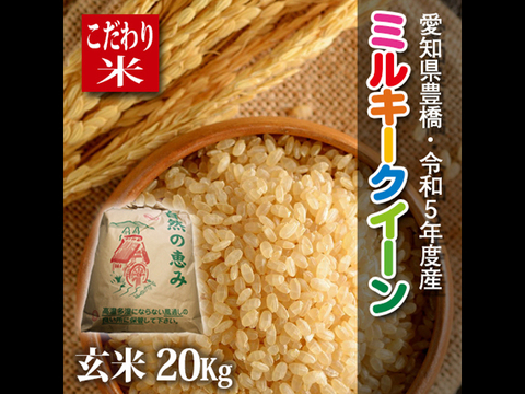 【節減対象農薬6割減】ミルキークイーン 玄米20g（10㎏×2袋）【令和5年・愛知県産】
