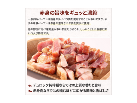 「放牧豚・デュロック純粋種」やまの華豚 手切りウデベーコン（冷凍・100g×5Pセット）