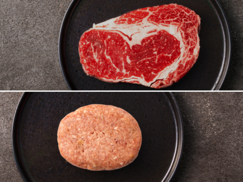 【ギフト】豪華リブロースステーキ&生ハンバーグ 各２個セット ＜グラスフェッド黒毛和牛＞　熨斗対応可【冬ギフト】