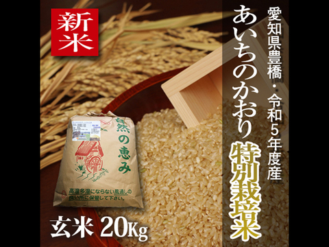 【新米】【栽培期間中農薬不使用】あいちのかおり 玄米20kg（10㎏×2袋）【令和5年・愛知県産】