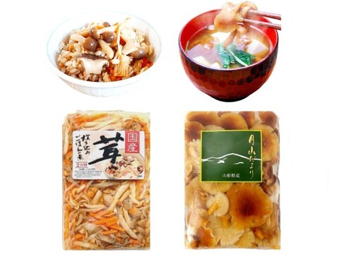 国産天然 きのこ炊き込みご飯の素＆天然なめこ水煮 各1袋