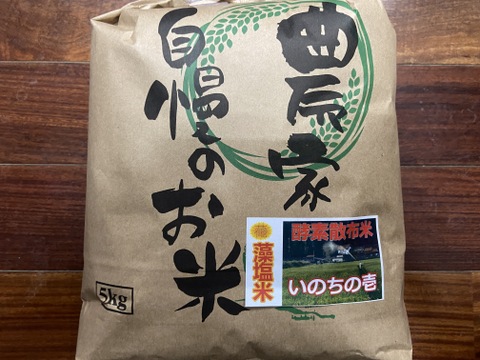 令和７年9月に刈り取りました新米☆☆いのちの壱(超大粒)☆酵素散布米いのちの壱 玄米5キロ精米無量