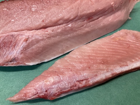 【冬は旨すぎる】コシナガマグロ/バケ/本マグロに似た姿と味/脂のり抜群/原体4kgの1/4【腹】【今だけ生】